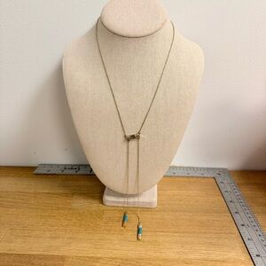 House of Harlow gold tone bolero style rhinestone lanyard necklace with blue